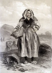 Cancale Oyster Fisherman - litografi