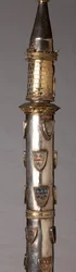 Ljusstake (?), silversmide, detalj