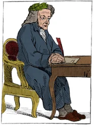 Spelkort från Franska republiken (1793), proklamerad i nationalkonventet den 21/09/1792 efter kungarikenas fall: filosofens gestalt med dragen av den franske författaren och filosofen François-Marie Arouet, kallad Voltaire (Franco