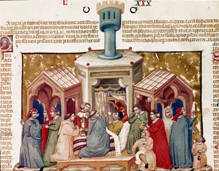Ceremoni av viatica ger en döende (miniatyr