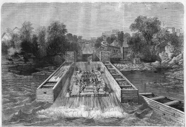 Charles Stanley Monck (1819-1894), Kanadas första generalguvernör som besökte Ottowa Falls i Upper Canada. Gravyr i "" L