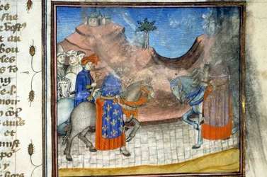 Karl VI. Miniatyr (512, 452r): Ansökan om auktorisation till Toulouse kommunala bibliotek (tel: 05 62 27 66 66)