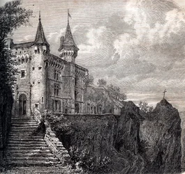 Chateau de la Rochelambert (chateau-de-la-rochelambert) vid Saint Paulien - Haute-Loire - Auvergne-Rhône-Alpes - gravyr omkring 1867