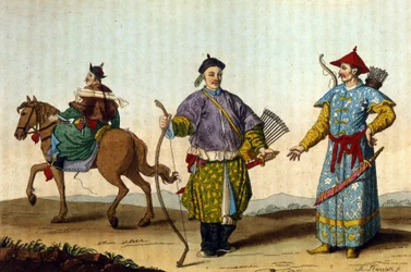 Kinesiska militärmandariner från olika epoker - i” Le costume ancien et moderne””” av J. Ferrario, red. Milano
