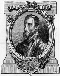 Christophe Plantin. 1514-1589. Antwerpens tryckare av franskt ursprung. 1800-talsgravyr.