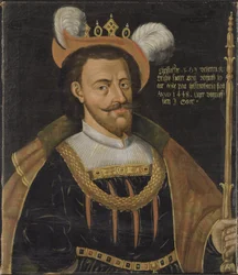 Christophe de Baviere (Christophe III roi de Danemark, Suede et Norvege) - Christopher av Bayern (1416-1448), kung av Danmark, Sverige och Norge, Anonym . Olja på duk. Mått: 78x56 cm. Nationalmuseum Stockholm