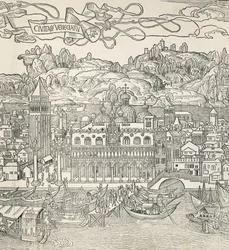 Staden Venedig, Italien, gravyr