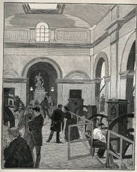 Myntverkstad på Monnaie de Paris. Gravyr från 1885 i "" Les arts et professions illustrés"" av Adolphe BITARD.