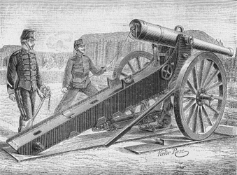 Överste de Banges 155 mm belägringspistol. I "Album of Science", Editions Jouvet