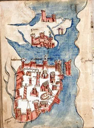 Konstantinopel, manuskriptkarta över Venedig på 1400-talet.