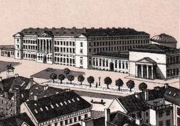 Köpenhamn, Danmark: utsikt över slottet Christiansborg (Castle Christiansborg i Köpenhamn). i "" Världen illustrerar 168 vyer"" Odaterat (slutet av 1800-talet)