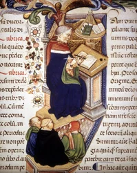 Kopist munk. 1400-talsmanuskript.