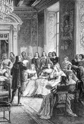 Corneille läser sin tragedi om Polyeucte på Hotel de Rambouillet - i "Histoire de France från de mest avlägsna tiderna till 1789" av M. Guizot