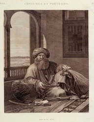 Dräkter och porträtt: Mourad Bey (1750-1801), mamlukledare (Murad Bey, egyptisk mamlukhövding (Bey)) i "Description de l