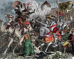 Korsfarare i strid - Korståg: riddare som strider mot saracenerna