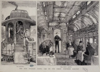 Mat och restaurang av en Pullman vagn - gravyr