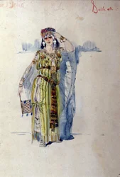 Dalila kostym för första akten av operan "" Samson och Dalila"" av Camille Saint Saens (Saint-Saens). 1877