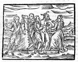 Dansa med djävulen av Francesco Guaccio "" Compendium Maleficarum"" Milano 1608