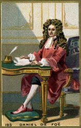 Daniel de Foe eller Defoe (1660 - 1731) engelsk författare och broschyr. Kromolitografi av 1800-talet.