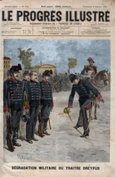 Förnedring av Alfred Dreyfus - Fall Dreyfus: Förnedring av Alfred Dreyfus på gården till Militärskolan, Paris, 5 januari 1895 - Gravyr i "The illustrious progress" från 1895 -