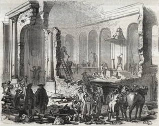 Rivning av templet i Charenton i november 1685 efter återkallelsen av redigeringen av Nantes, 18 oktober