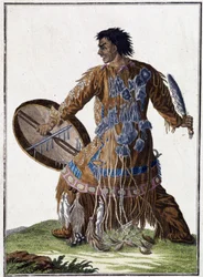 Devin (shaman) av Kamchatka (Sibirien) - gravyr, deb. 1800-talet