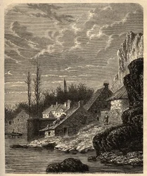 Douarnenez - Finistere - Bretagne - gravyr i "" PATRIE" - BESKRIVNING PECTURESSE DE LA FRANCE EN 6 VOLURES AV LUCIEN HUARD - slutet av 1800-talet