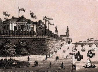 Dresden (Dresden), Tyskland: utsikt över Belvedere. i "" Världen illustrerar 168 vyer"" Odaterat (slutet av 1800-talet)