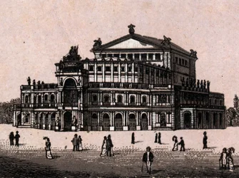 Dresden, Tyskland: utsikt över den kungliga teatern i Dresden. i "" Världen illustrerar 168 vyer"" Odaterat (slutet av 1800-talet)