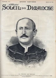 Fallet Dreyfus: porträtt av Alfred Dreyfus (1859-1935) efter hans degradering under Rennesrättegången. Gravyr i "" Le sun-du-dimanche"", 13 augusti