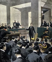 Fallet Dreyfus: överstelöjtnant Georges Picquarts (1854-1914) vittnesmål vid rättegången mot författaren Emile Zola (efter brevet J