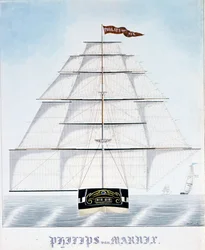 Den holländska klipparen Philip van Marnix utrustar ytterligare försäljning Illustration av W. Naujoks. 1800-talet