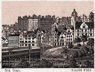 Edinburgh, Skottland: utsikt över Gamla stan i Edinburgh. i "" Världen illustrerar 168 vyer"" Odaterat (slutet av 1800-talet)