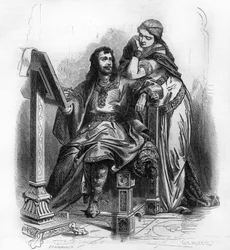 Eginhard (Einhard, Einhart, Einard, 775-840) historiker av den karolinska perioden med Emma (Imma) hans hustru.