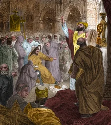 Slutet av den merovingerska dynastin, 751: avsättning av kung Childerik III (714-754) av Pepin the Brief (714-768).