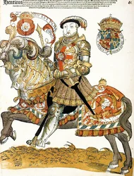 Engelske kung Henrik VIII visas på hästryggen, Konstnär okänd, Riijksmueum, Amsterdam