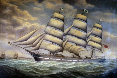 Engelsk klippare Elize Youlton””” Anonym målning från 1800-talet. Saint malo, stadsmuseum