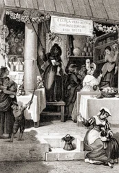 Gravyr som representerar Befana-festen.
