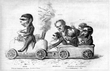 Eugene Scribe (1791-1861) fransk dramatisk författare "" producer dramatique a la steam"" och hans främsta medarbetare 1840: Anne Honore Joseph Duveyrier, dit Melesville (1787-1865), Jean Francois Bayard (1796-1853), Pierre Francois Adolphe Carmouche (1797