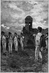 Avrättning av Joachim Murat (1767-1815), Marechal av Frankrike och kung av Neapel 1815.