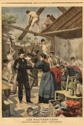 Utvisning och inslag av barackerna uppsatta på militärzonen vid Gentillyporten. Illustration i "" Le petit journal"" 1895-06-23.