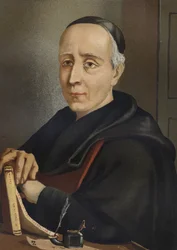 FEIJOO Y MONTENEGRO, Benito Jerónimo (1673-1764). Spansk författare och essäist - porträtt av Benito Jerónimo Feijoo (1676-1764), spansk teolog och läkare, efter "Berömda män och kvinnor". Barcelona 1877