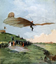 Otto Lilienthals (1848 - 1896) flygning, pionjär inom segelflygning. 1894.