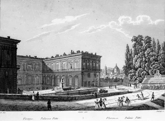 Florens: Utsikt över Pitti-palatset i början av 1800-talet.