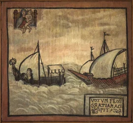 Tidigare voto (ex voto) sjöman, populärt erbjudande som ett löfte om hängivenhet och tacksamhet för sjömannen som överlever till farorna med havet som kommer från kyrkan Carmine, Torre del Greco, nära Neapel