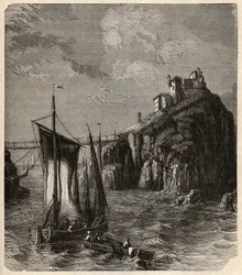 Fort de Bertheaume - Plougonvelin - Finistere - gravyr i "" PATRIE"" - PECTURESSE BESKRIVNING AV FRANKRIKE I 6 VOLYER AV LUCIEN HUARD - slutet av 1800-talet
