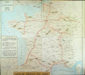 Fransk geografisk karta som visar lufttelegrafiska linjer. Början av 1800-talet. Paris, Musee de la Poste