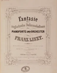 Frontispice av partituret "" Fantasy för piano och orkester "" av Franz Liszt (1811-1886) 1800-talets Bologna, civico museo musicale