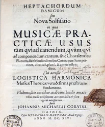 Frontispice av Heptachordum danicum av John Michael Corvinus