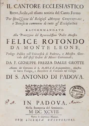 Frontispice av Il cantore ecclesiastico av Giuseppe Frezza dalle Grotte
